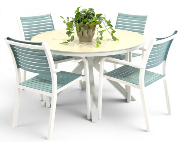 4 Aria Sky Chairs & Argos 1.2m Table White