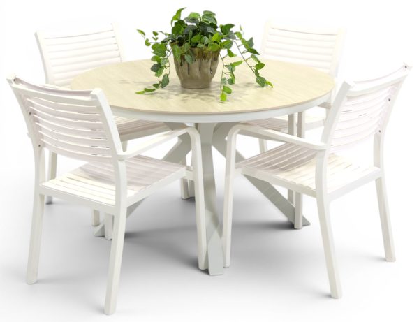 4 Aria Chairs & Argos 1.2m Table White