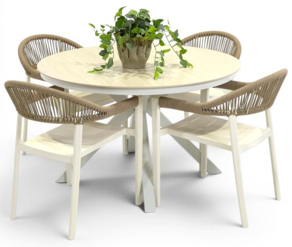 4 Canna Chairs & Argos 1.2m Table White