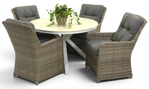 4 Cannes Chairs & Argos 1.2m Table White