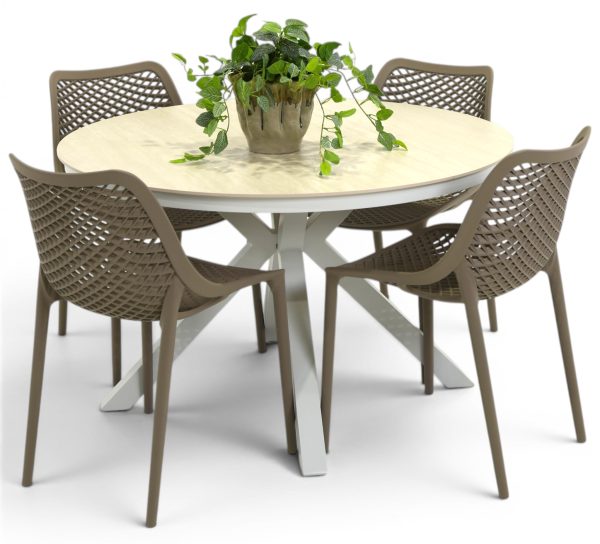 4 Isla Taupe Chairs & Argos 1.2m Table White