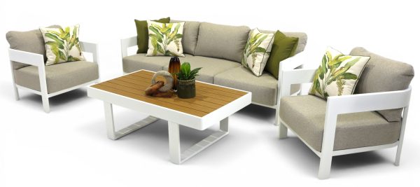 Bayside Sofa Set & Spritz Coffee Table White