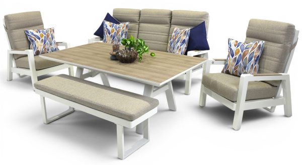 Regent Sofa Dining Deluxe Set & Bench White
