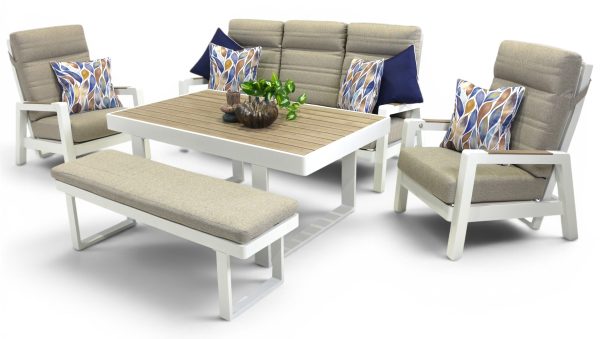 Regent Sofa Dining Set & Bench White