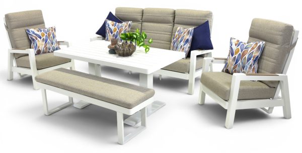 Regent Sofa Small Pop-Up Set & Bench White