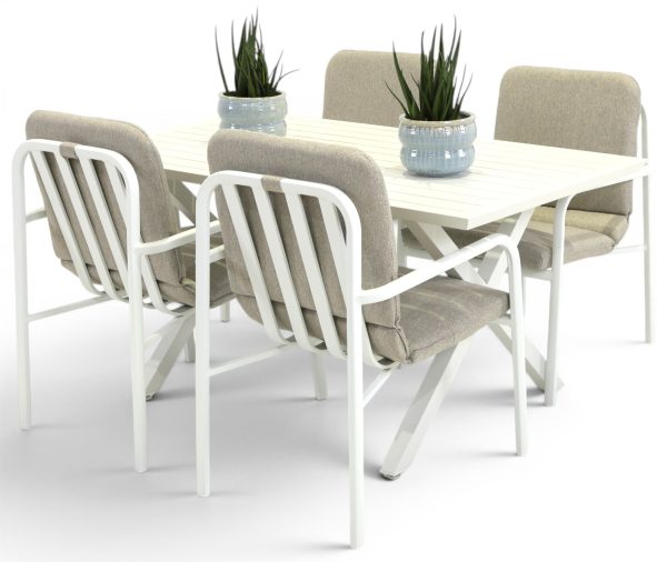 4 Arosa Chairs & 1.5m Samui Table White