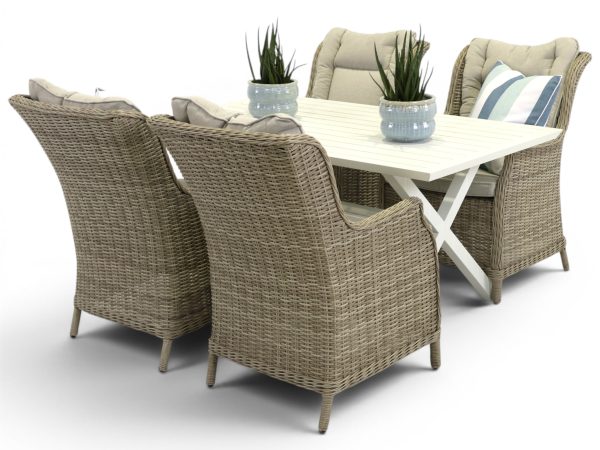 4 Bianco Chairs & 1.5m Samui Table White
