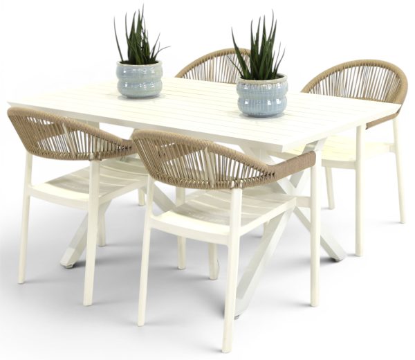 4 Canna Chairs & 1.5m Samui Table White
