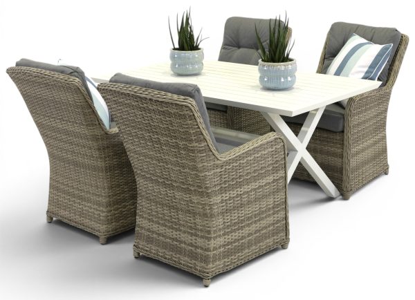 4 Cannes Chairs & 1.5m Samui Table White