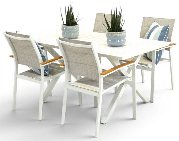 4 Coast Chairs & 1.5m Samui Table White