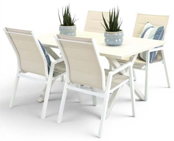 4 Crown Chairs & 1.5m Samui Table White