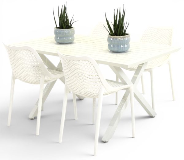 4 Isla Chairs & 1.5m Samui Table White