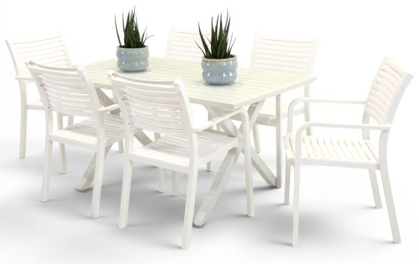 6 Aria Chairs & 1.5m Samui Table White