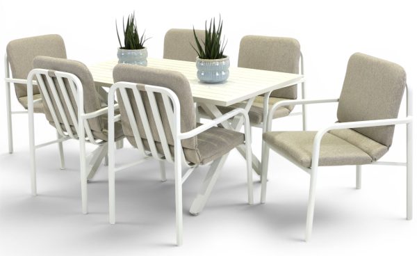 6 Arosa Chairs & 1.5m Samui Table White