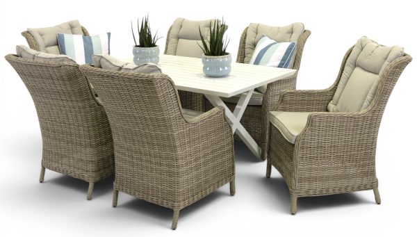 6 Bianco Chairs & 1.5m Samui Table White