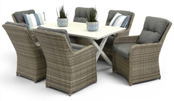 6 Cannes Chairs & 1.5m Samui Table White