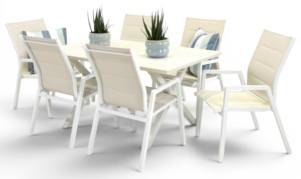 6 Crown Chairs & 1.5m Samui Table White