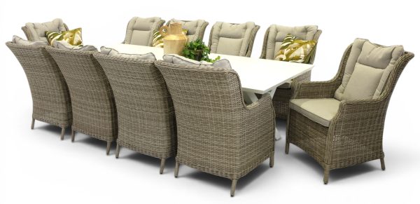 10 Bianco Chairs & 2.6m Samui Table White