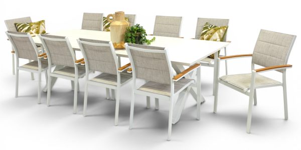 10 Coast Chairs & 2.6m Samui Table White