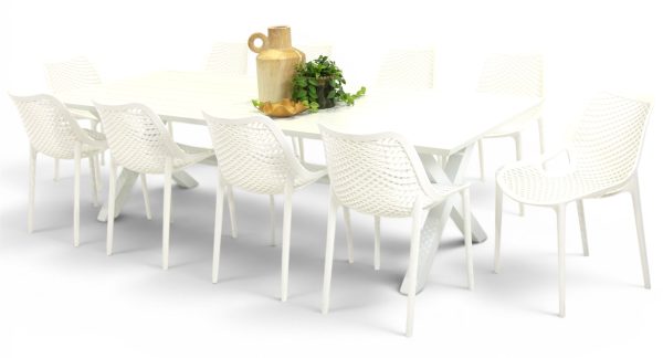 10 Isla Chairs & 2.6m Samui Table White