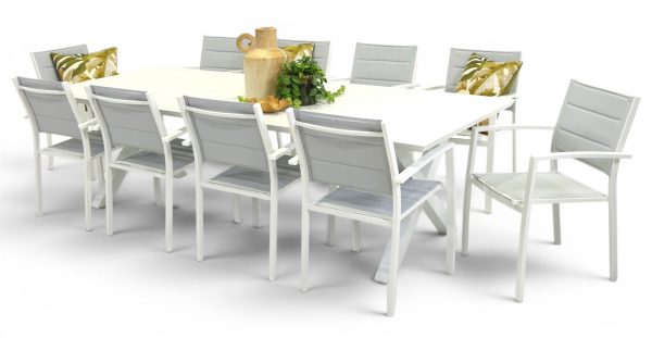 10 Whitby Chairs & 2.6m Samui Table White