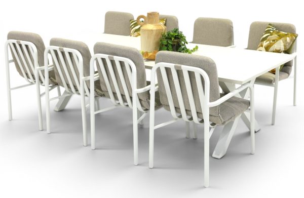 8 Arosa Chairs & 2.6m Samui Table White