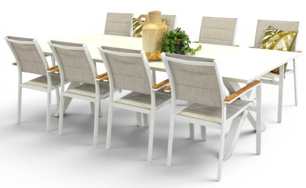 8 Coast Chairs & 2.6m Samui Table White