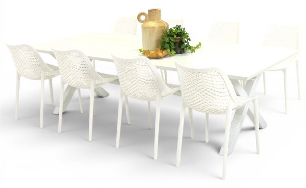 8 Isla Chairs & 2.6m Samui Table White
